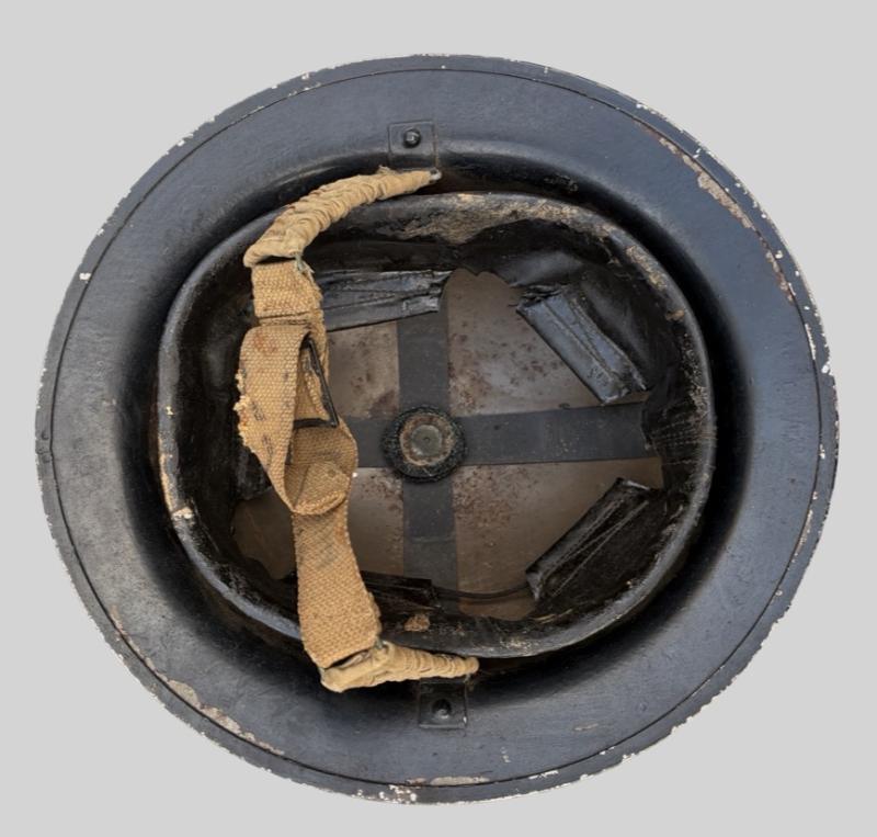 British Home Front MKII Tin Helmet F&L 1/1939 Interesting Insignia