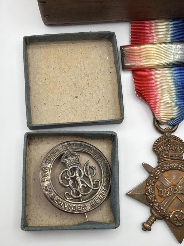 WW1 Medal Trio, Wound Badge & Papers to L-8487 W.O.CL.2. H.J.SMITH. E.KENT.R.