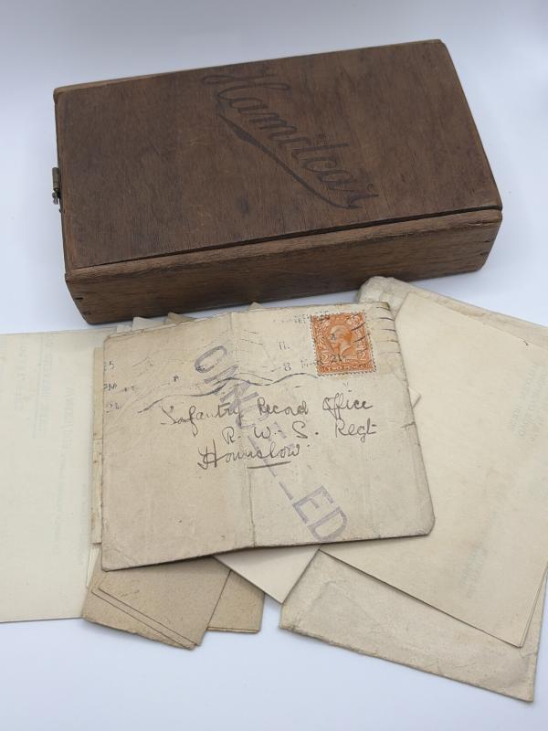 WW1 Medal Trio, Wound Badge & Papers to L-8487 W.O.CL.2. H.J.SMITH. E.KENT.R.
