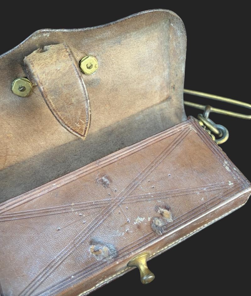 Edwardian Pre WW1 City of London Imperial Yeomanry Leather Cross Belt Pouch