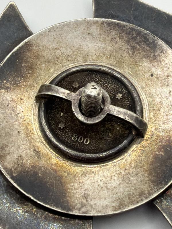 Convex Iron Cross First Class Three Piece Screw Back Marked 800 Silver Deutsche Offizier Verein
