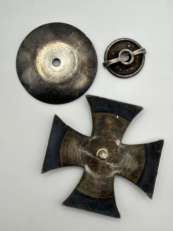 Convex Iron Cross First Class Three Piece Screw Back Marked 800 Silver Deutsche Offizier Verein