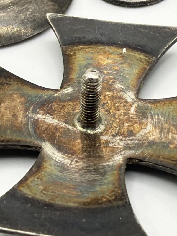 Convex Iron Cross First Class Three Piece Screw Back Marked 800 Silver Deutsche Offizier Verein