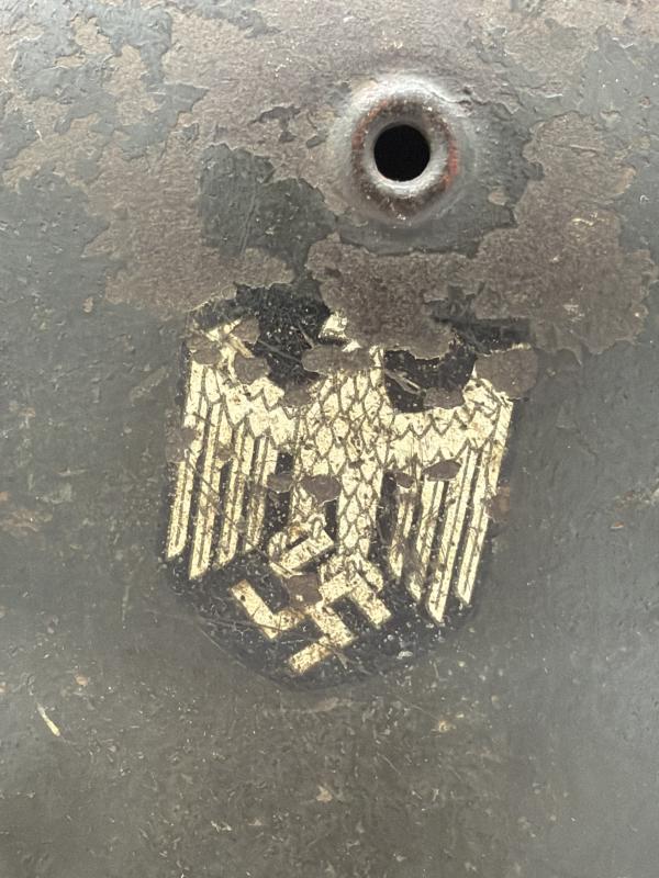 German Army CKL64 M42 Helmet Single Decal With Liner & Chinstrap