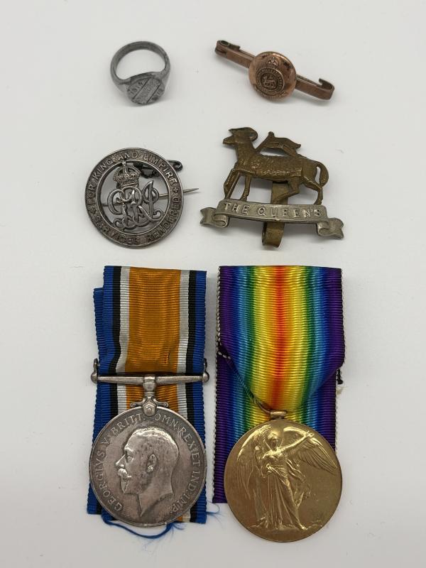 WW1 Medal Pair & Grouping 5751 CPL.W.A.SCHIMMIN. 24-LOND.R. “The Queens Regiment”