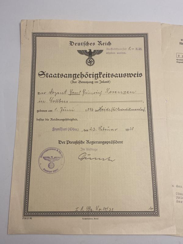 Large Photograph & Documents Colonel Hans Lorenzen