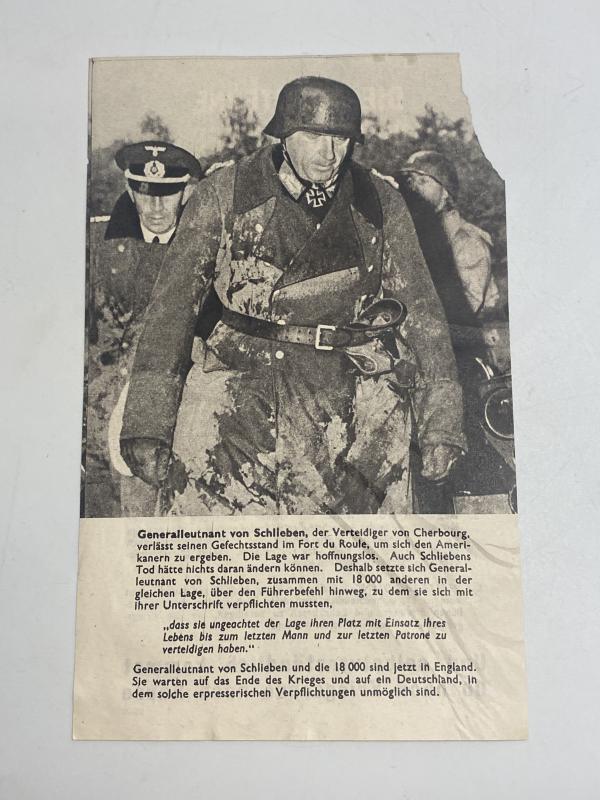 British Propaganda Leaflet Surrender of Cherbourg