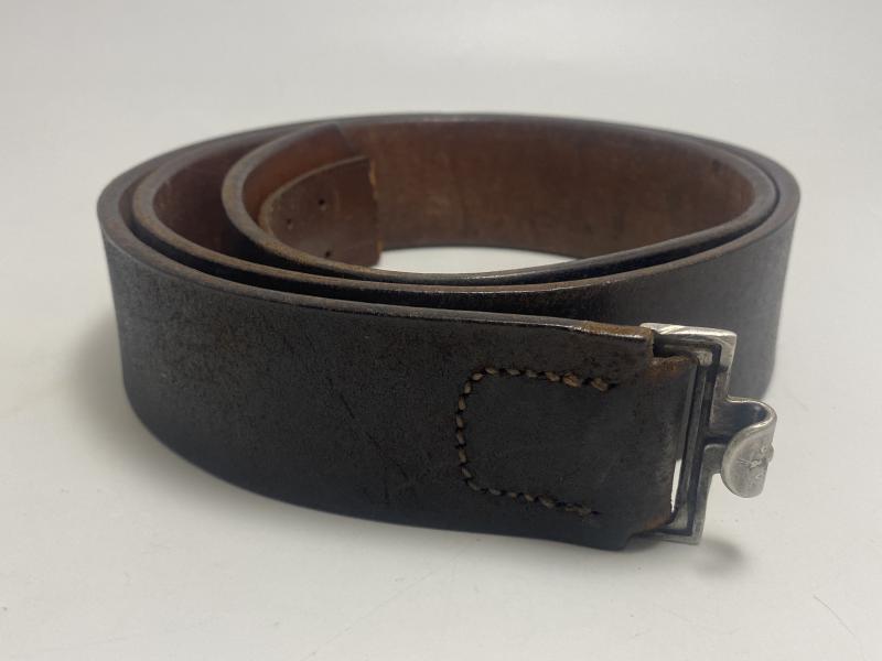 German Black Leather Combat Belt 1938 Dated Size 115cm