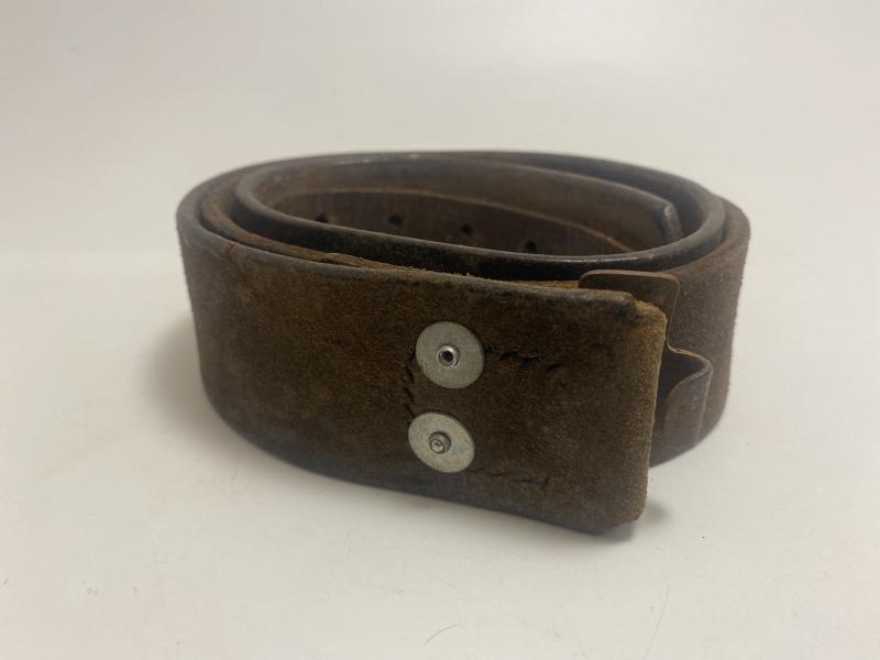 Hard Worn German Army Brown Leather Belt Size 90cm